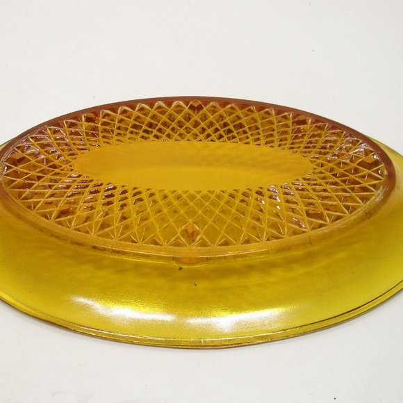Vintage Indiana Amber Glass Diamond Point Covered Oval Butter Dish - Picture 7 of 8